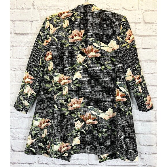 Dennis Basso Womens Size 16 Jacket Coat Woven Brocade Floral Black Snap Front - Picture 7 of 13